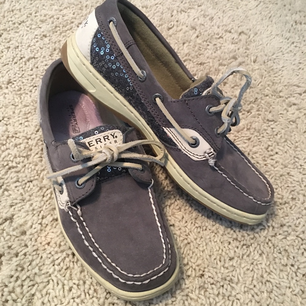 Sperry Boat Shoes, gray, women’s size 7